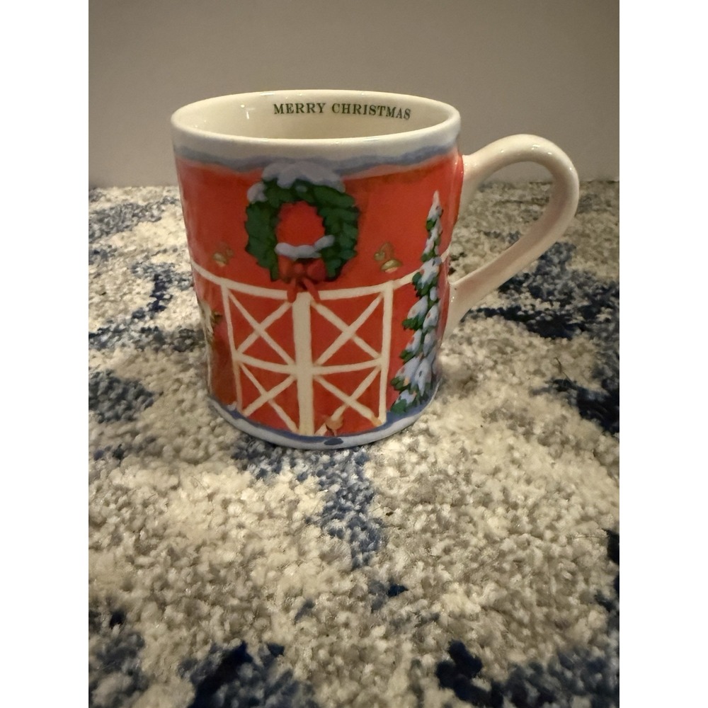 Red Barn Cow Christmas Collector Coffee Cup Mug Soup Cup 18oz Red Shed